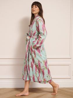 Their Nibs Floral Print Cotton Robe, Duck Egg - view 2, Duck Egg