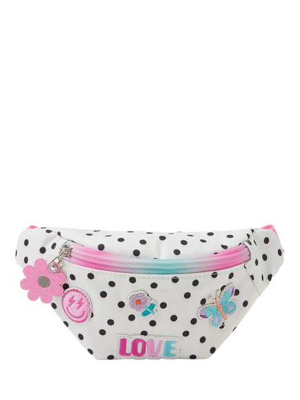 Angels by Accessorize Kids' Spot Print Badge Belt Bag, White, White
