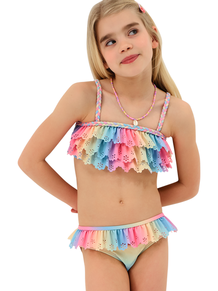 Angels by Accessorize Kids' Ombre Frill Bikini, Multi, Multi