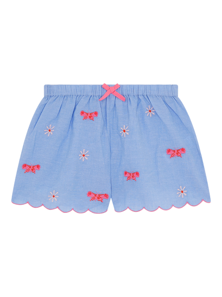 Angels by Accessorize Kids' Embroidered Chambray Shorts, Blue - view 2, Blue