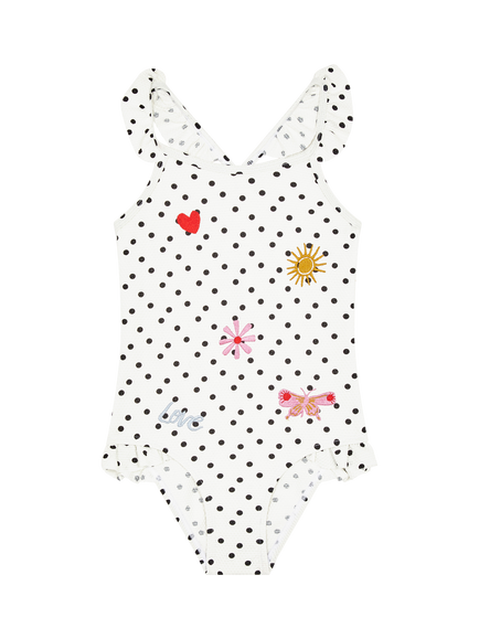 Angels by Accessorize Kids' Embroidered Polka Dot Swimsuit, Multi, Multi