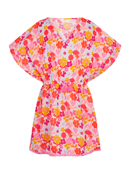 Angels by Accessorize Kids' Floral Print Kaftan, Multi - view 2, Multi