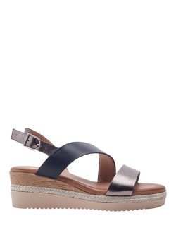 Moda in Pelle Joani Cross Strap Sandals, Navy/Pewter