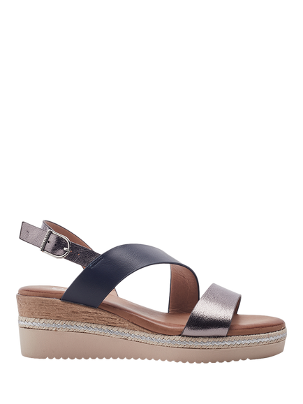 Moda in Pelle Joani Cross Strap Sandals, Navy/Pewter