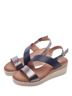 Moda in Pelle Joani Cross Strap Sandals - view 2, Navy/Pewter