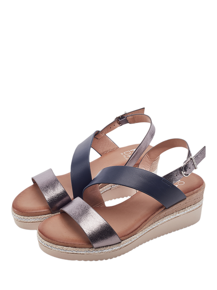 Moda in Pelle Joani Cross Strap Sandals - view 2, Navy/Pewter