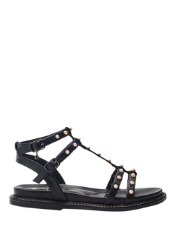 Moda in Pelle Limbah Porvair Embellished Gladiator Sandals, Black, Black