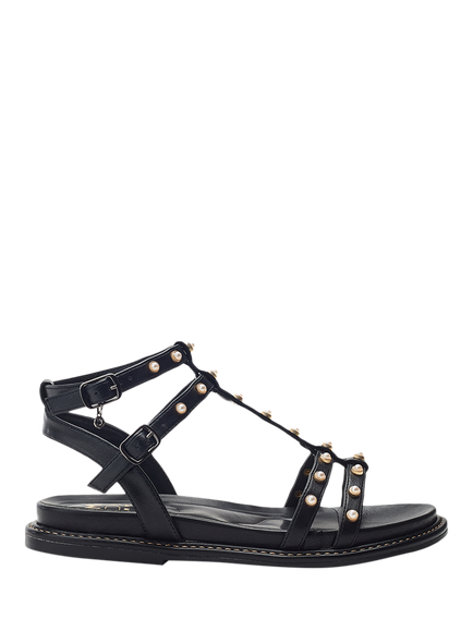 Moda in Pelle Limbah Porvair Embellished Gladiator Sandals, Black, Black