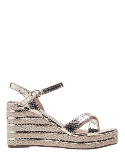 Moda in Pelle Maylia Woven Raffia Wedge Heel Sandals, Gold, Gold