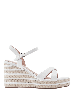 Moda in Pelle Maylia Woven Raffia Wedge Heel Sandals, White, White