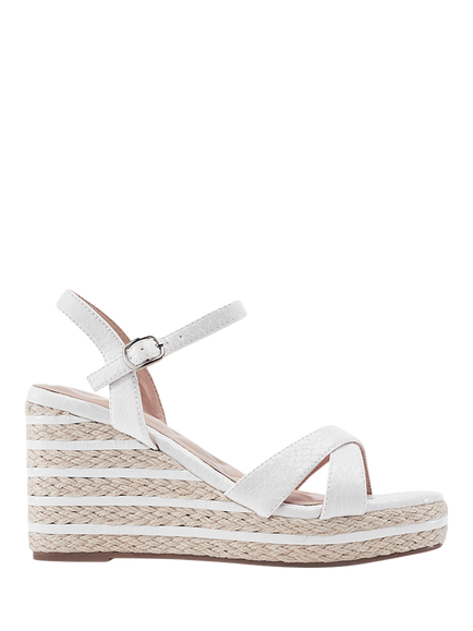 Moda in Pelle Maylia Woven Raffia Wedge Heel Sandals, White, White