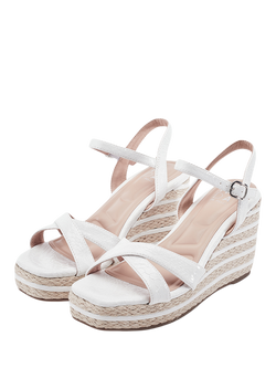 Moda in Pelle Maylia Woven Raffia Wedge Heel Sandals, White - view 2, White