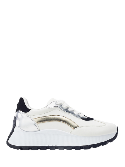 Moda in Pelle Baibine Porvair Lace Up Trainers, White/Multi, White/Multi