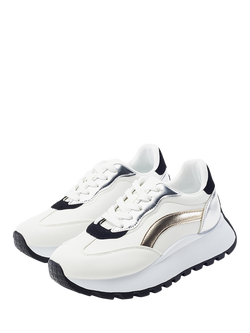 Moda in Pelle Baibine Porvair Lace Up Trainers, White/Multi - view 2, White/Multi