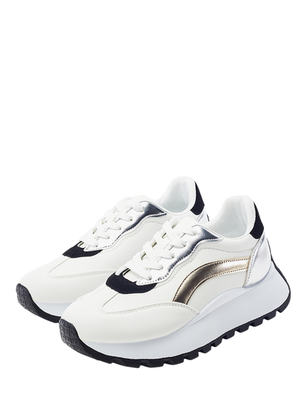 Moda in Pelle Baibine Porvair Lace Up Trainers, White/Multi - view 2, White/Multi