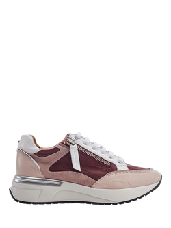 Moda in Pelle Beeli Leather Lace Up Trainers, Pink, Pink
