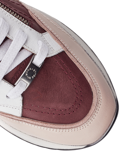 Moda in Pelle Beeli Leather Lace Up Trainers, Pink - view 2, Pink