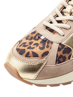 Moda in Pelle Bryani Suede Lace Up Trainers, Gold/Multi - view 2, Gold/Multi