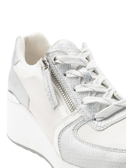 Moda in Pelle Bayley Porvair Zip Lace Up Trainers, Silver/White - view 2, Silver/White