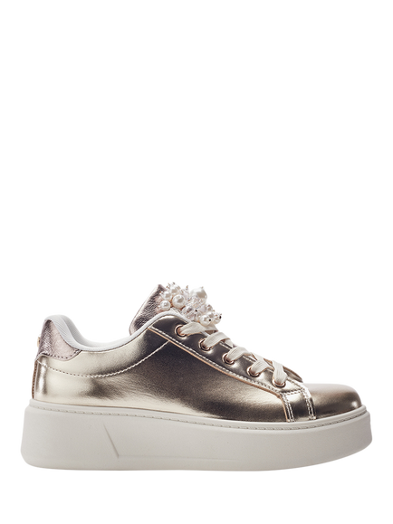 Moda in Pelle Bonnee Porvair Embellished Flatform Lace Up Trainers, Multi, Multi