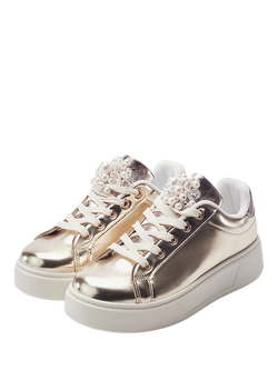 Moda in Pelle Bonnee Porvair Embellished Flatform Lace Up Trainers, Multi - view 2, Multi