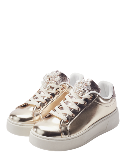 Moda in Pelle Bonnee Porvair Embellished Flatform Lace Up Trainers, Multi - view 2, Multi