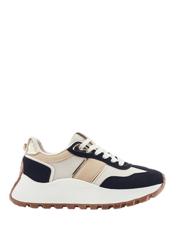 Moda in Pelle Demee Alcantara Lace Up Trainers, Black/Multi, Black/Multi