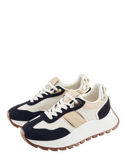 Moda in Pelle Demee Alcantara Lace Up Trainers, Black/Multi - view 2, Black/Multi