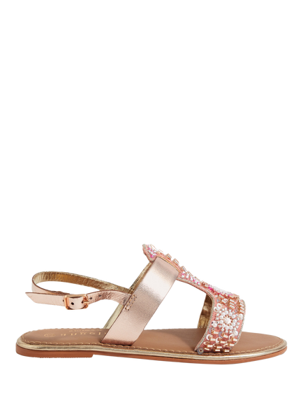 Angels by Accessorize Kids' Beaded Metallic Sandals, Pink, Pink