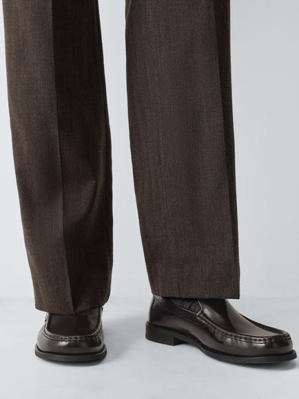 John Lewis Camden Aysmetric Leather Loafers, Red Bordeaux - view 2, Red Bordeaux