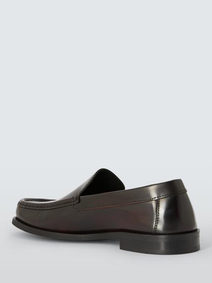 John Lewis Camden Aysmetric Leather Loafers, Red Bordeaux - view 2, Red Bordeaux