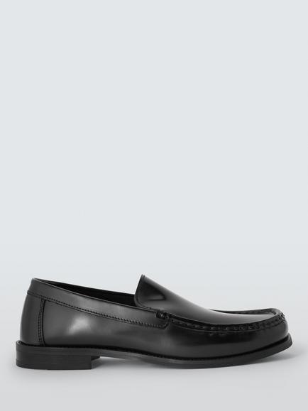 John Lewis Camden Leather Loafers, Black Black, Black Black