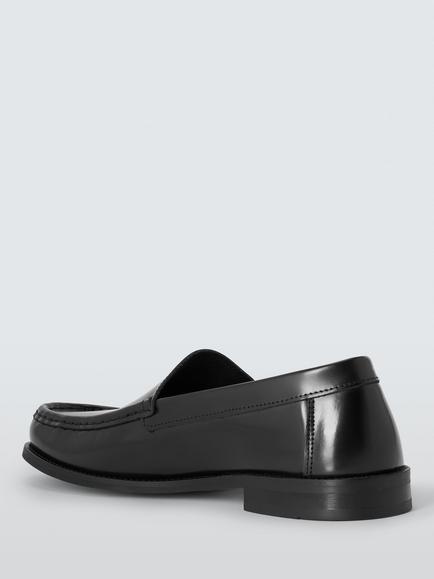John Lewis Camden Leather Loafers, Black Black - view 2, Black Black