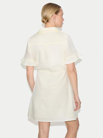 Jigsaw Cheesecloth Cotton Mini Shirt Dress - view 2, Cream