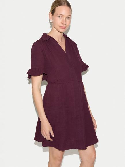 Jigsaw Cheesecloth Cotton Mini Shirt Dress, Purple