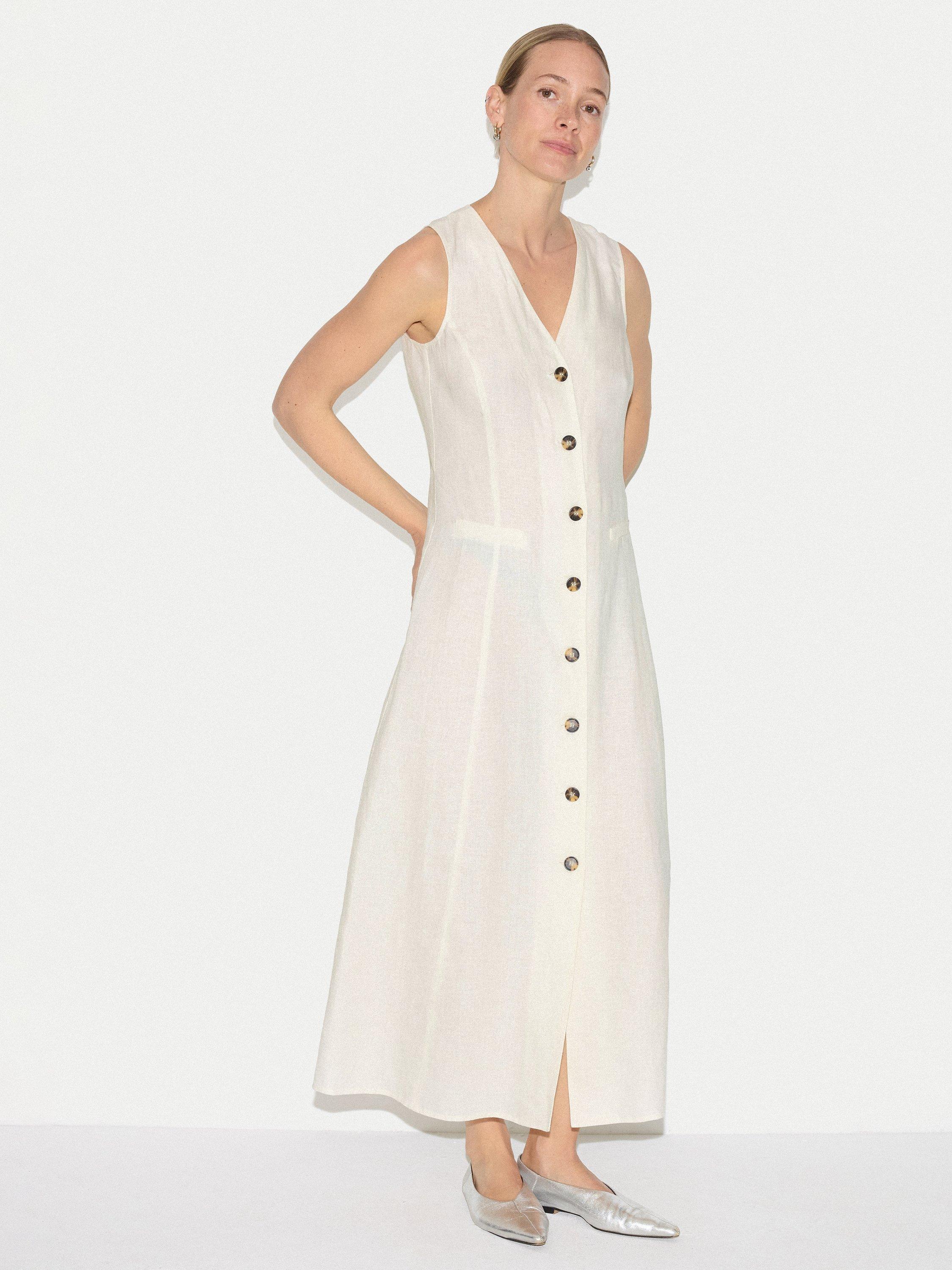 jigsaw linen dress Linen Sleeveless Piped Dress