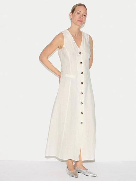 Jigsaw Linen Waistcoat Dress, Cream, Cream