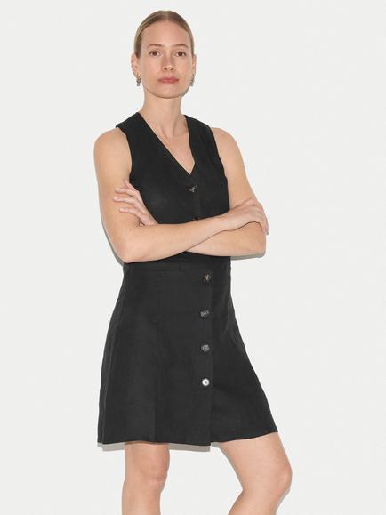 Jigsaw Linen Waistcoat Mini Dress, Black