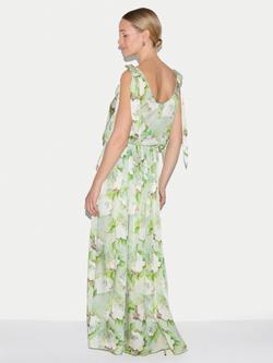 Jigsaw Sketch Rose Tie Maxi Dress, Green - view 2, Green