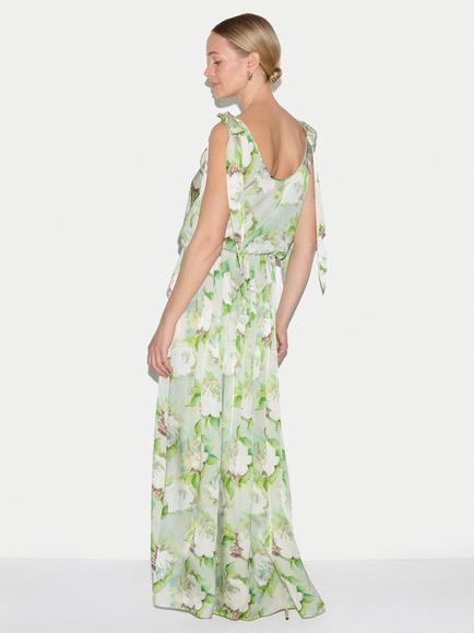 Jigsaw Sketch Rose Tie Maxi Dress, Green - view 2, Green