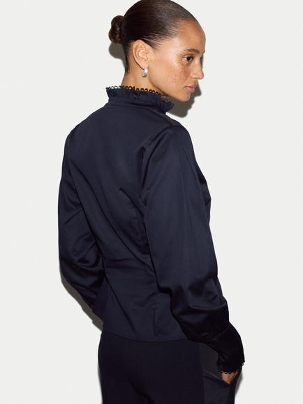Jigsaw Slim Stand Collar Shirt - view 2, Navy