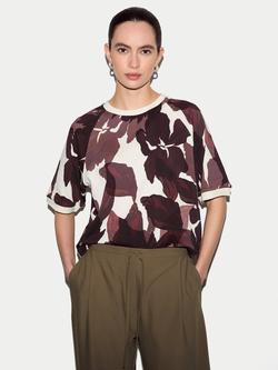 Jigsaw Iris Short Sleeve Sweatshirt, Burgundy, Burgundy