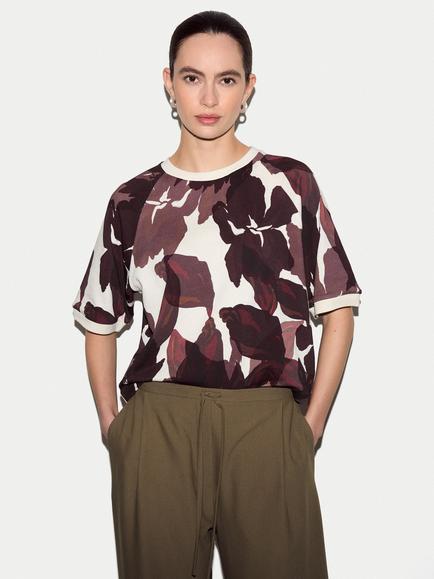 Jigsaw Iris Short Sleeve Sweatshirt, Burgundy, Burgundy