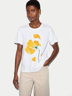 Jigsaw Cotton Poppy Print T-Shirt, Multi, Multi