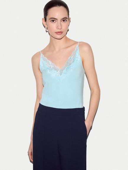 Jigsaw Lace Trim Camisole, Aquamarine