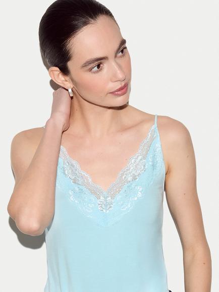 Jigsaw Lace Trim Camisole - view 2, Aquamarine