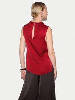Jigsaw Sleeveless Cowl Neck Top, Red - view 2, Red