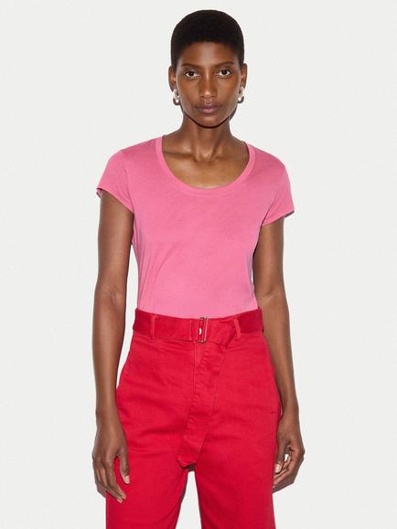 Jigsaw Supima Cotton Scoop Neck T-Shirt, Bright Pink