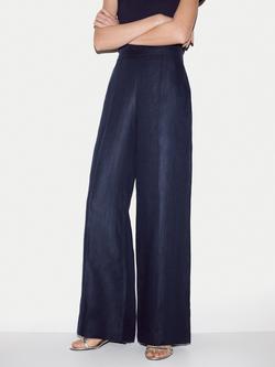 Jigsaw Irish Linen Sailor Trousers, Navy, Navy