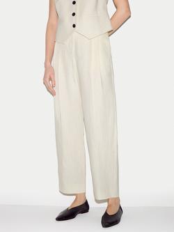Jigsaw Linen Pleat Tapered Trousers, Cream, Cream